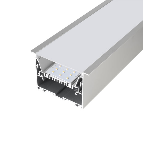 AS100-R1--- LED Aluminum Profile-U-shape Diffuser Creates Smooth Lighting Sensation, Creative CNC Aluminum Endcap, Built-in Slim and Beautiful Linear Power Supply, Recessed Installation with U-shape Bracket, 6063 Grade Aluminium Material